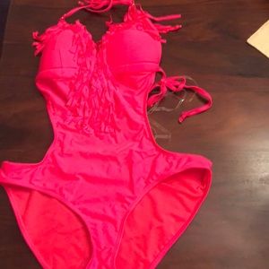 Hot pink bathing suit!